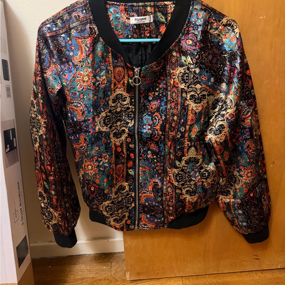 Zeagoo Colorful Paisley Bomber Jacket